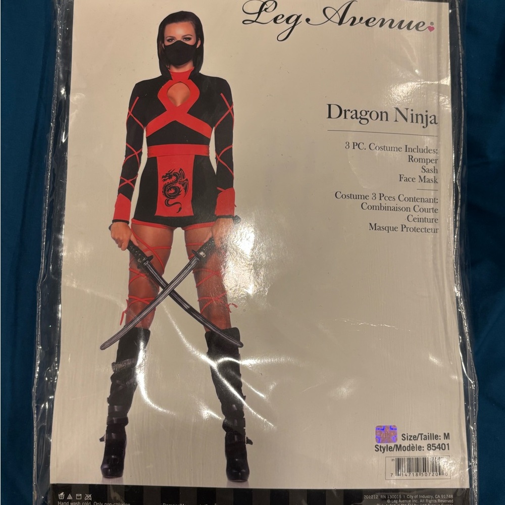 Halloween Leg Avenue Black and Red Ninja Warrior Costume